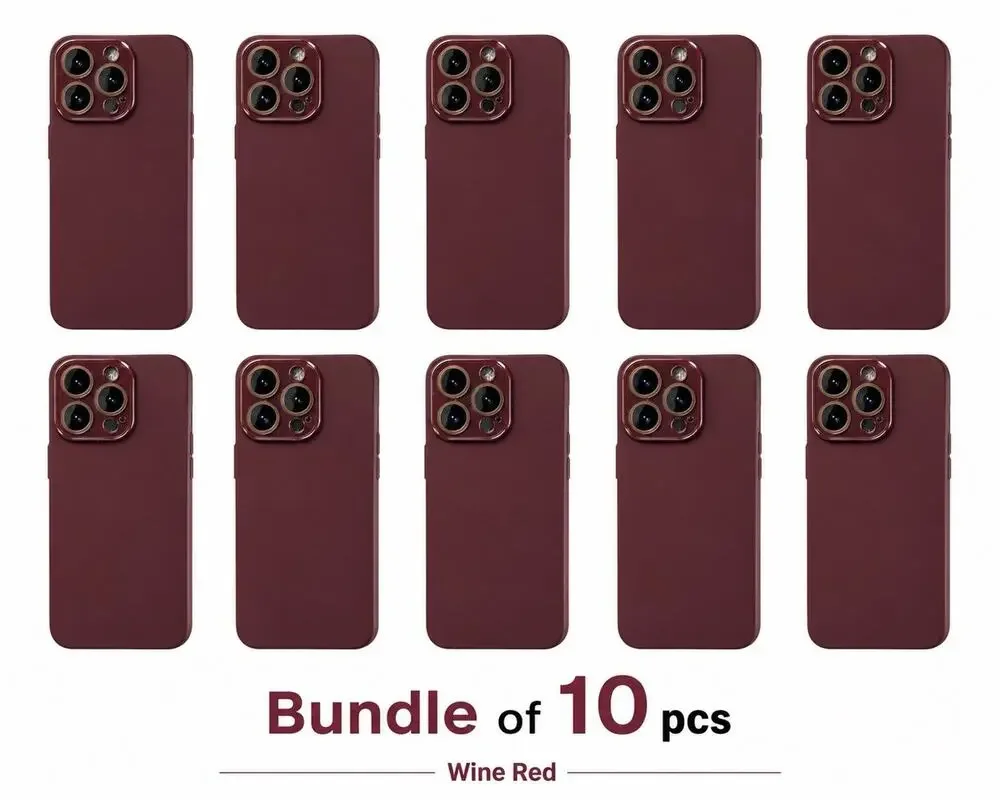 10x iPhone 13 Pro Wine Red Silicone Cases w Camera Lens Protection